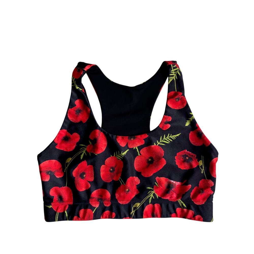 Terez Poppy Printed Sports Bra (Red / Black) - Large